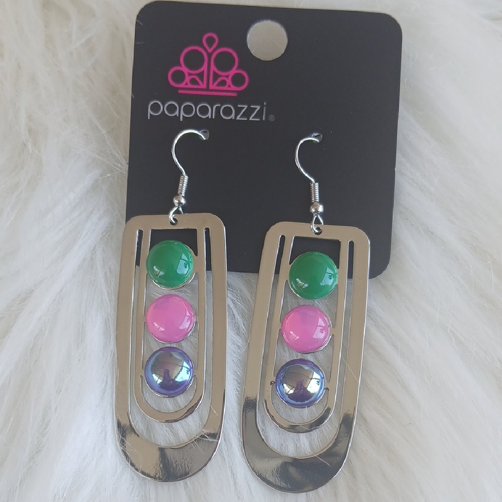 Paparazzi Silver Multi-Color Dangle Earrings